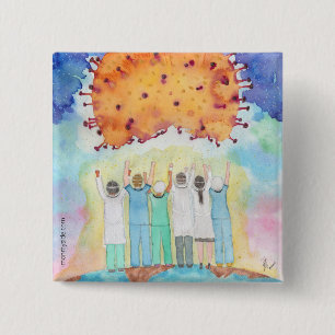 Chapa Cuadrada Gratitud Para Los Primeros Liners Covid-19 Pin