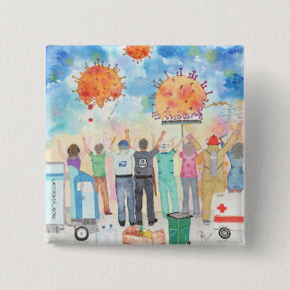 Chapa Cuadrada Gratitud Para Trabajadores Esenciales Covid-19 Pin