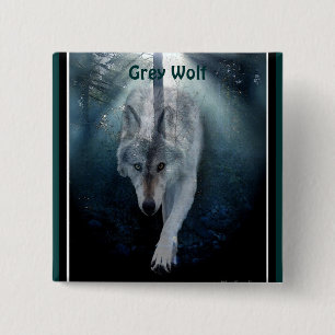 Chapa Cuadrada Gray Wolf & Misty Trees