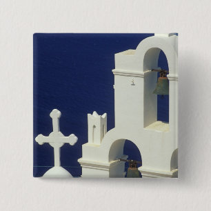 Chapa Cuadrada Grecia, Santorini. Vista de una iglesia griega y