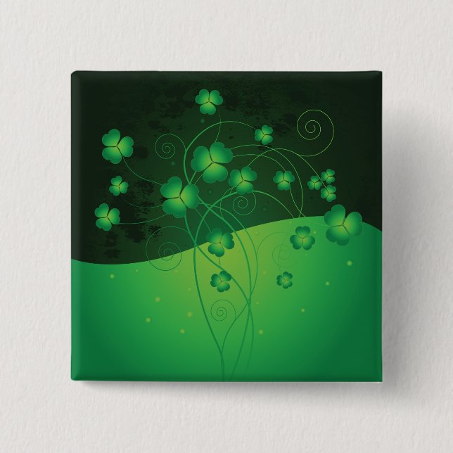 Chapa Cuadrada Green Shamrock Clover St Patrick’s Day Luck (Anverso)