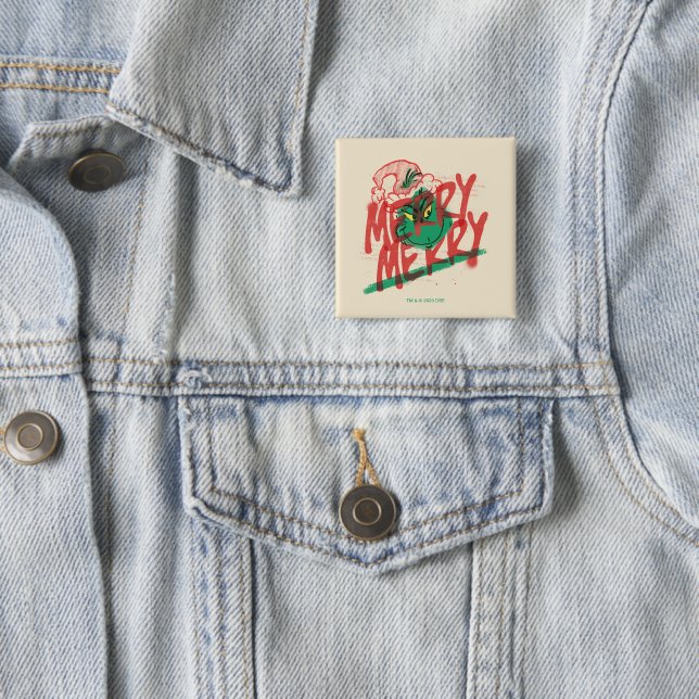 Chapa Cuadrada Grinch | Grunge Gráfico Alegre Alegre (In situ)