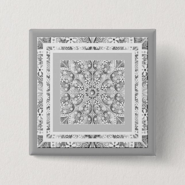 Chapa Cuadrada Gris de encaje cerámico (Anverso)