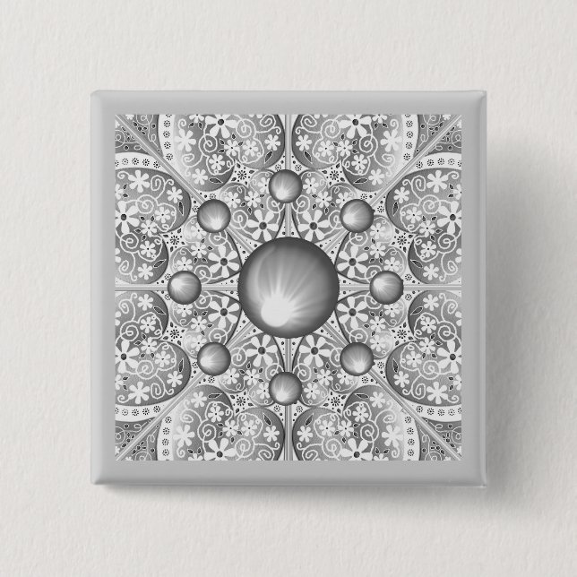 Chapa Cuadrada Gris de encaje cerámico (Anverso)