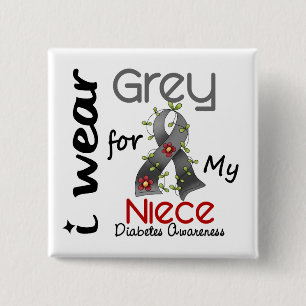 Chapa Cuadrada Gris del desgaste de la diabetes I para mi sobrina