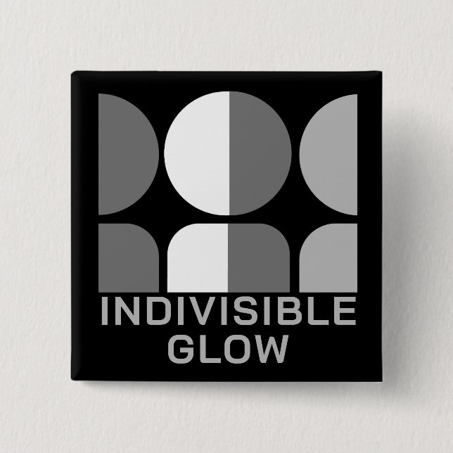 Chapa Cuadrada Gris indivisible GLOW Group (Anverso)