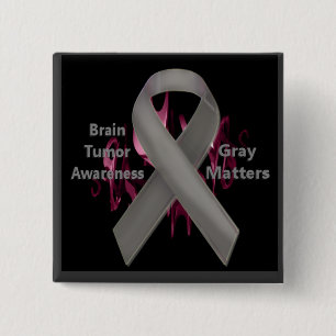 Chapa Cuadrada Gris Matters - Conciencia sobre los tumores cerebr