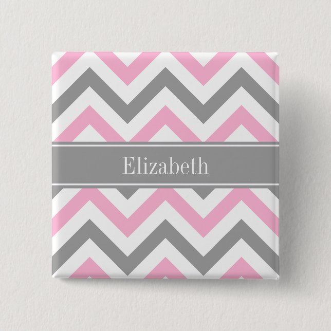 Chapa Cuadrada Gris Rosa Gris Blanco LG Chevron Nombre Gris Monog (Anverso)