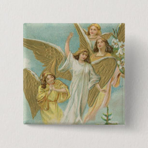 Chapa Cuadrada Grupo del vintage de ángeles del navidad