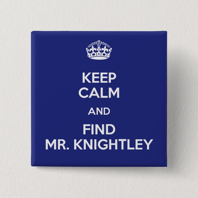 Chapa Cuadrada Guarde a Sr. tranquilo Knightley Emma Jane Austen (Anverso)