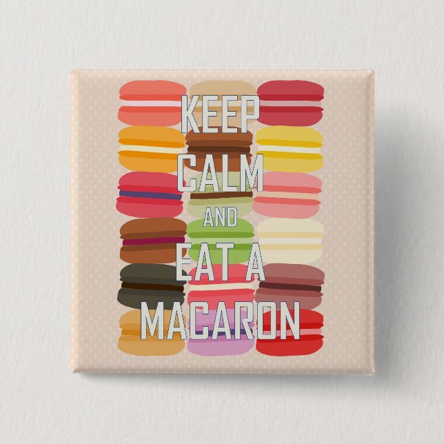 Chapa Cuadrada Guarde la calma y coma un Macaron (Anverso)