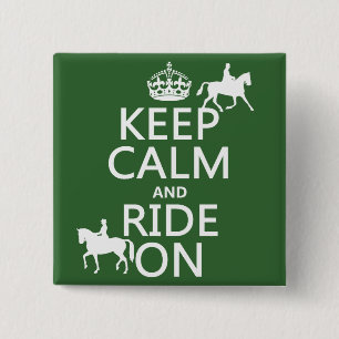 Chapa Cuadrada Guarde la calma y monte encendido - los caballos,