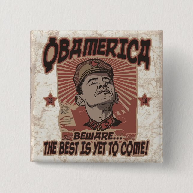 Chapa Cuadrada Guárdese de Obamerica de Obama (Anverso)