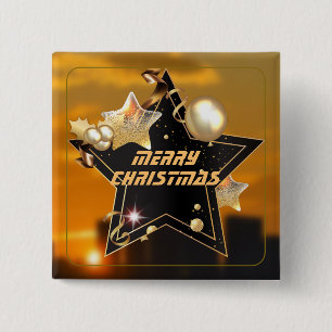 Chapa Cuadrada Guay Sunrise Gold Black Metallars Feliz Navidad