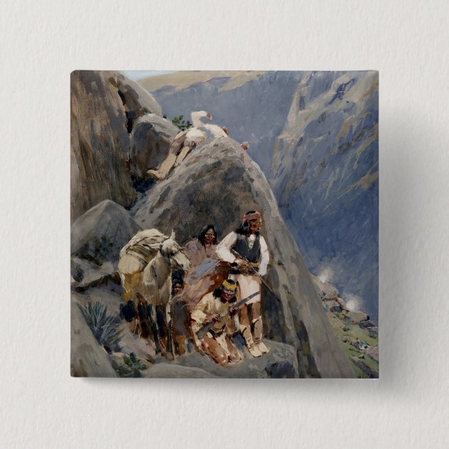 Chapa Cuadrada Guerreros Apache: Emboscada en la caballería norte (Anverso)