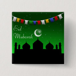 Chapa Cuadrada Guirnalda colorida de Eid Mubarak