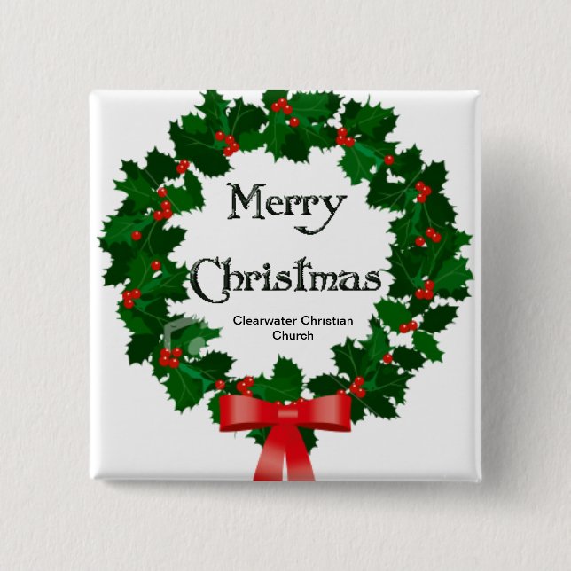 Chapa Cuadrada Guirnalda de las Felices Navidad (Anverso)