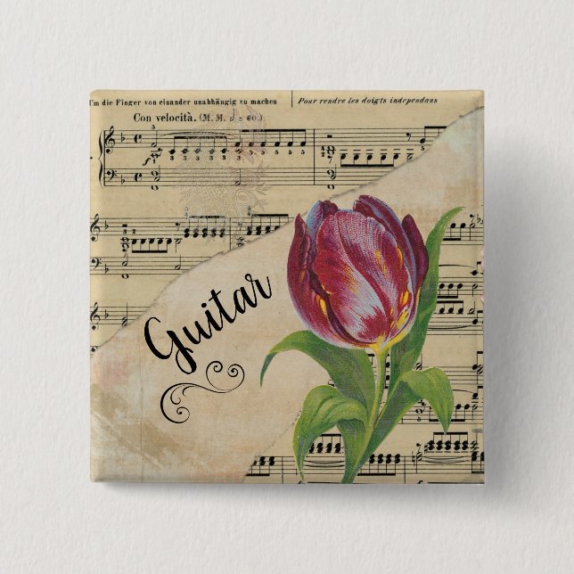 Chapa Cuadrada Guitar Elegante Tulip Vintage Sheet Music (Anverso)