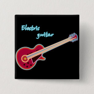 Chapa Cuadrada Guitarra Eléctrica Neon Música Rock Retro 80
