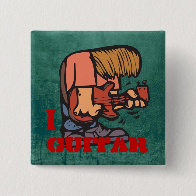 Chapa Cuadrada Guitarra I - Guitarista del rock divertido enloque (Anverso)