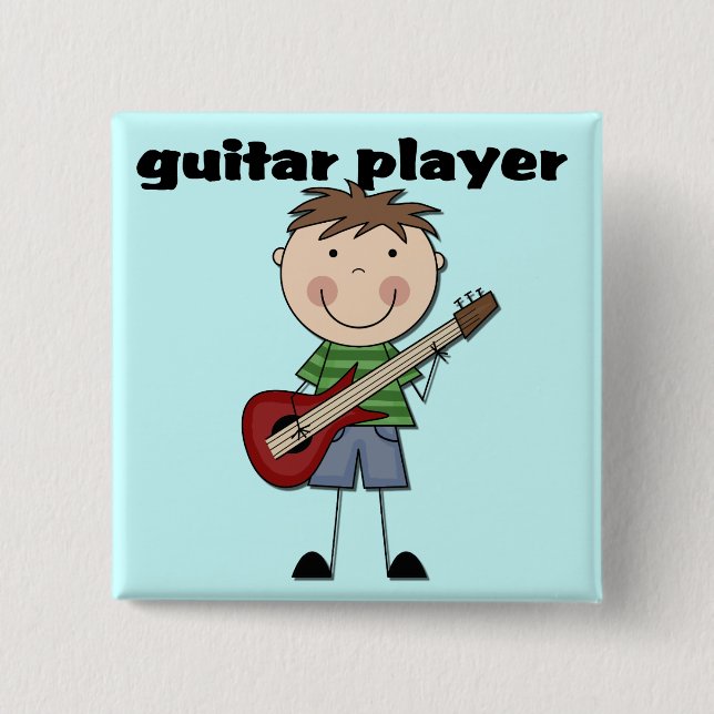 Chapa Cuadrada Guitarrista - camisetas y regalos masculinos (Anverso)