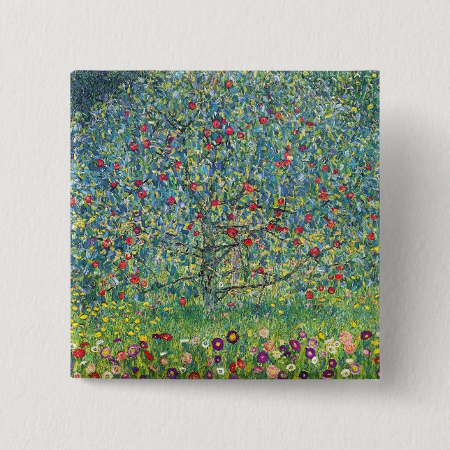 Chapa Cuadrada Gustav Klimt - Árbol de manzanas (Anverso)