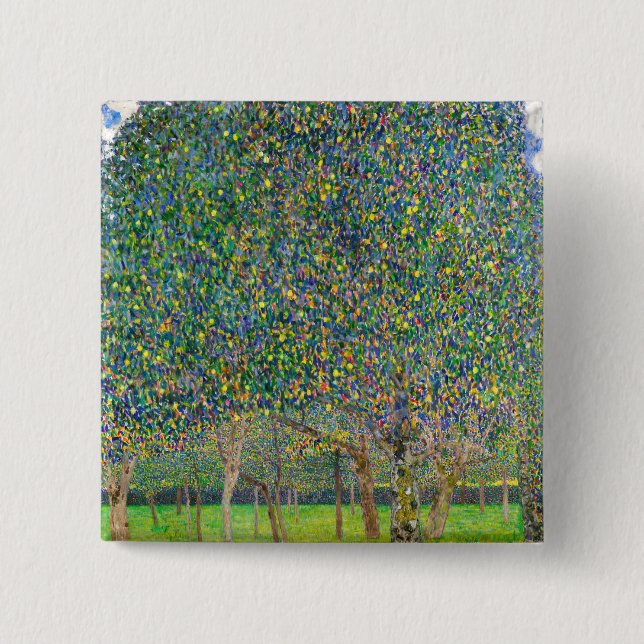 Chapa Cuadrada Gustav Klimt - Árbol de peras (Anverso)