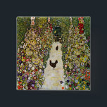 Chapa Cuadrada Gustav Klimt - Camino de jardín con pollos<br><div class="desc">Camino de jardín con pollos - Gustav Klimt,  Petróleo en lienzo,  1916</div>
