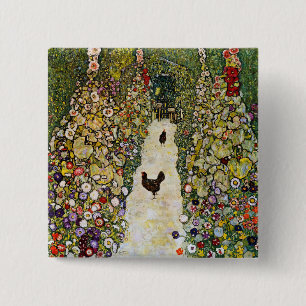 Chapa Cuadrada Gustav Klimt - Camino del jardín con pollos