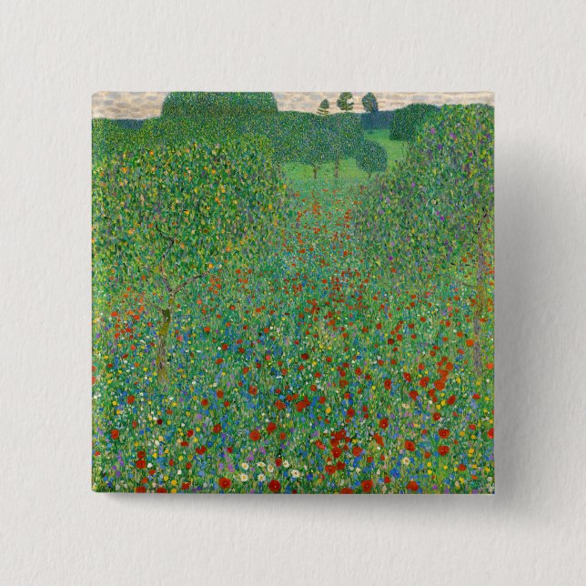 Chapa Cuadrada Gustav Klimt - Campo de amapola (Anverso)