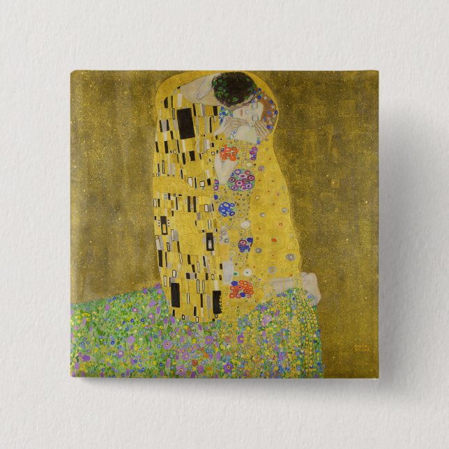 Chapa Cuadrada Gustav Klimt - El beso (Anverso)