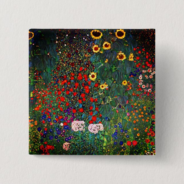 Chapa Cuadrada Gustav Klimt Flower Garden (Anverso)