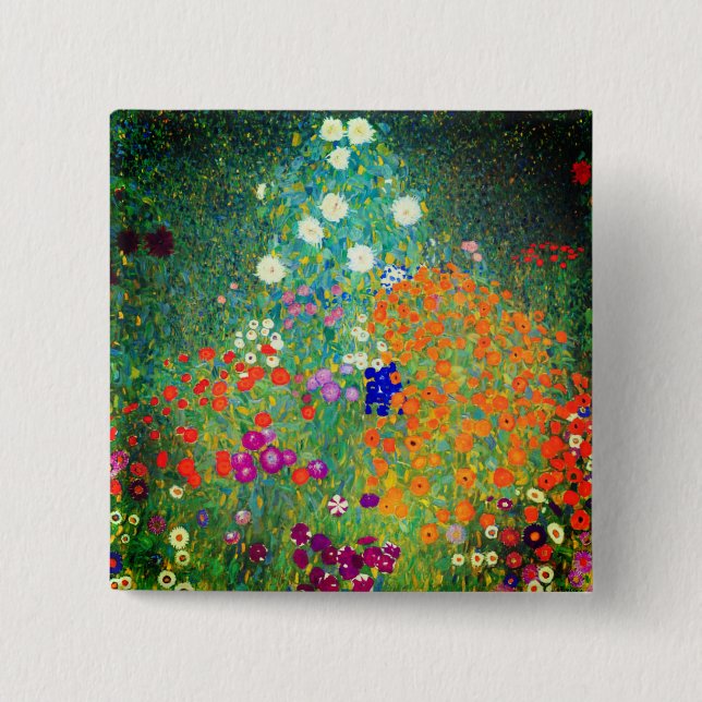 Chapa Cuadrada Gustav Klimt Flower Garden (Anverso)