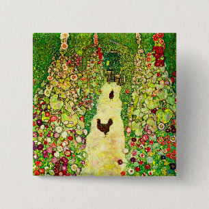 Chapa Cuadrada Gustav Klimt Garden con pollos