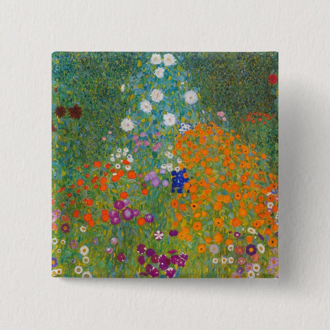 Chapa Cuadrada Gustav Klimt - Jardín de flores (Anverso)