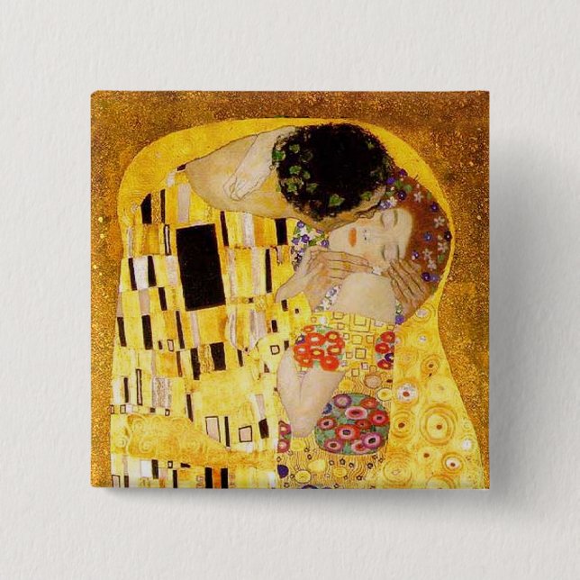 Chapa Cuadrada Gustav Klimt La Pintura Clásica Del Beso (Anverso)