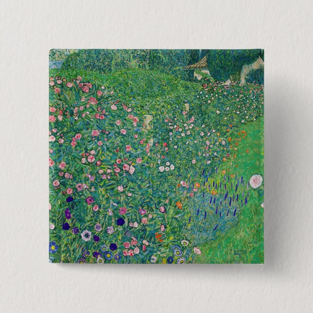 Chapa Cuadrada Gustav Klimt - Paisaje de los jardines italianos (Anverso)