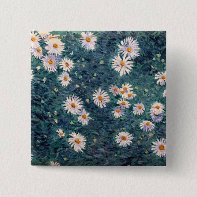 Chapa Cuadrada Gustave Caillebotte - Cama de Daisies, detalle (Anverso)