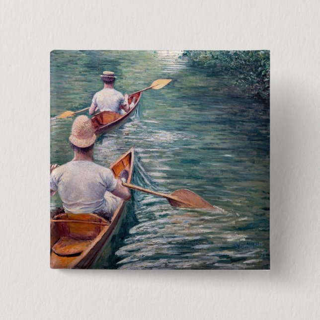 Chapa Cuadrada Gustave Caillebotte - Canoas en el Yerres (Anverso)