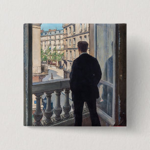 Chapa Cuadrada Gustave Caillebotte - Hombre en la ventana
