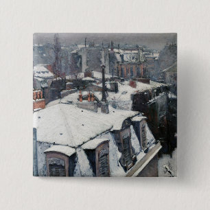 Chapa Cuadrada Gustave Caillebotte - Tejados bajo la nieve
