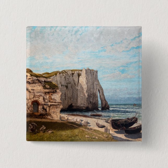 Chapa Cuadrada Gustave Courbet - Acantilados en Etretat después d (Anverso)