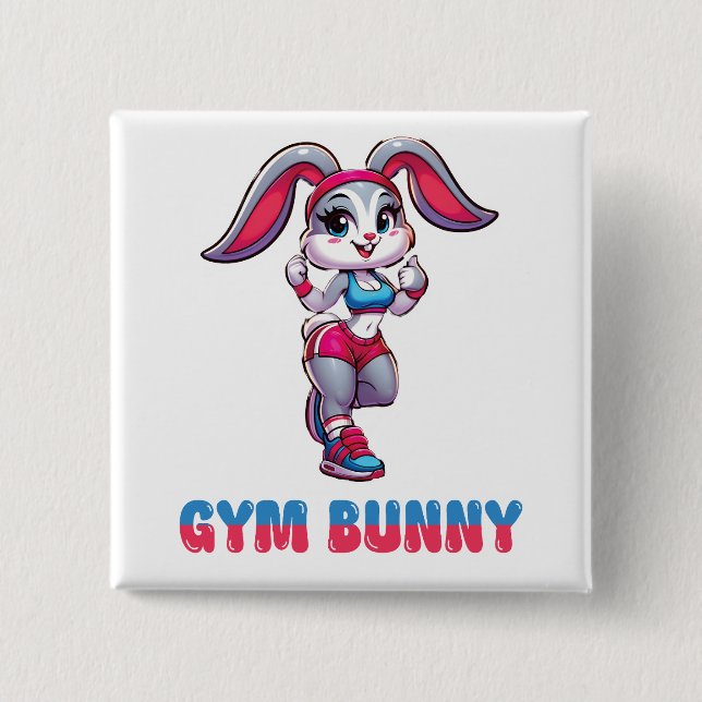 Chapa Cuadrada Gym Bunny (Anverso)