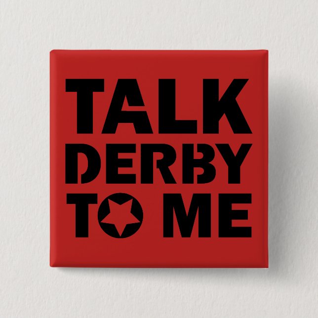 Chapa Cuadrada Hable Derby conmigo, Roller Derby Chica Design (Anverso)