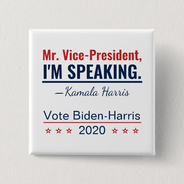 Chapa Cuadrada Hablo Kamala Harris Vicepresidente 2020 (Anverso)