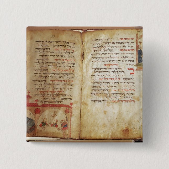 Chapa Cuadrada Haggadah para el Eve del Passover (Anverso)