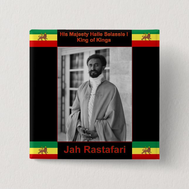 Chapa Cuadrada Haile Selassie el león de Judah, Jah Rastafari (Anverso)