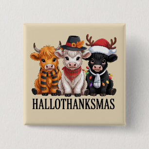 Chapa Cuadrada Hallothanksmas Otoño Vaca Espeluznante Temporada G