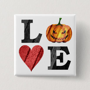 Chapa Cuadrada Halloween AMOR con el miedo Jack o'lantern