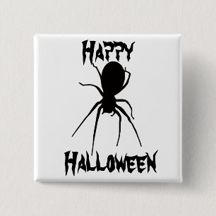 Chapa Cuadrada Halloween Black Creepy Spider Button